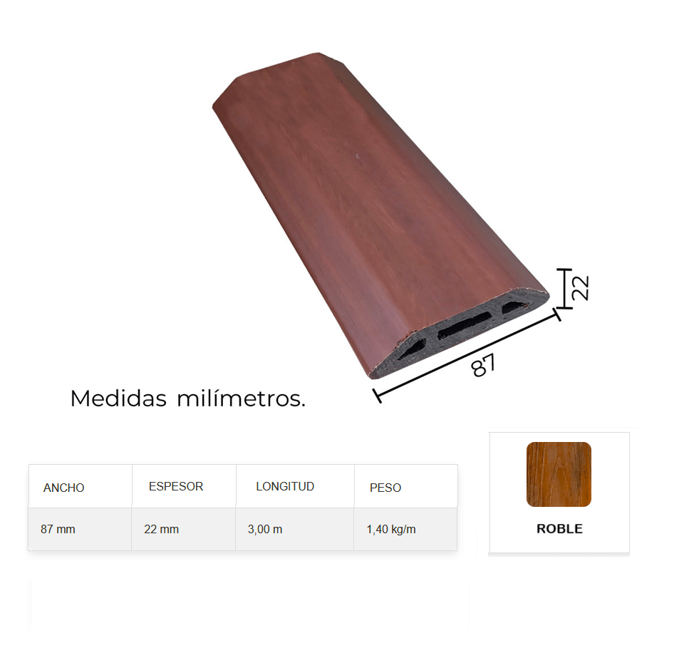 Trapecio de madera de plástico 87 x 22 mm